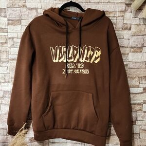 Romwe Brown Hoodie with Graphic Print Brand New